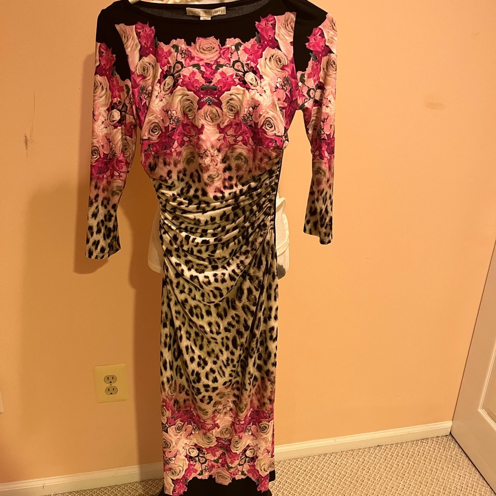 Animal and flowers figure hugging dress
